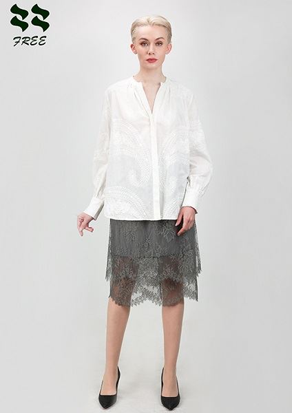 Delicate Scallop Lace Midi Skirt Chinese Manufacturer